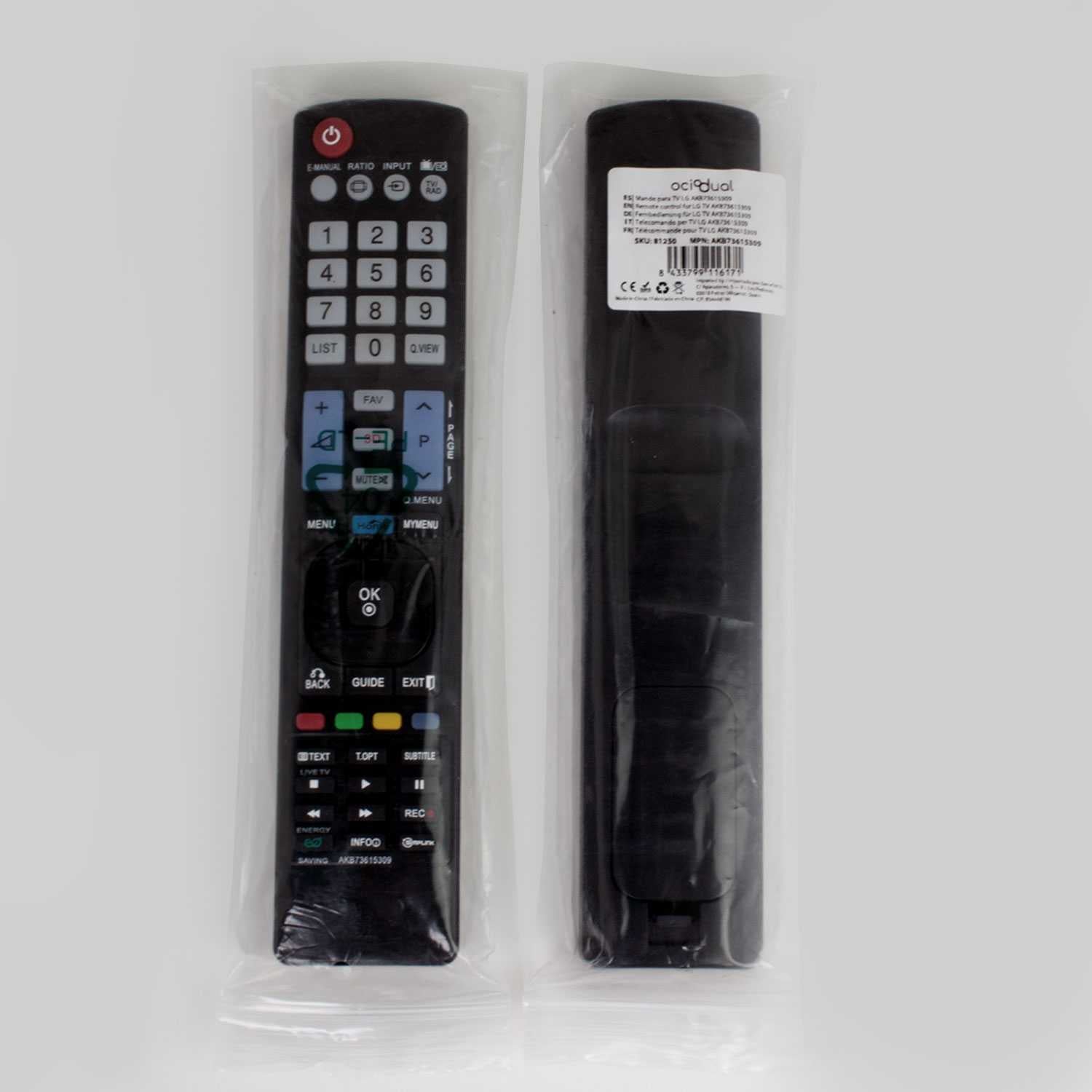 Mando a Distancia Universal AKB73615309 para TV LG, Control Remoto Compatible con LG Smart TV, 32LE5300, 42PJ350, 42LE5300