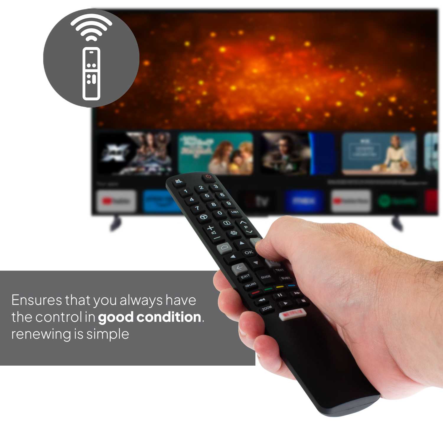 Mando a Distancia RC802N Repuesto Compatible con TCL Thomson Smart TV 4K UHD QLED TV, Mando Universal Compatible con