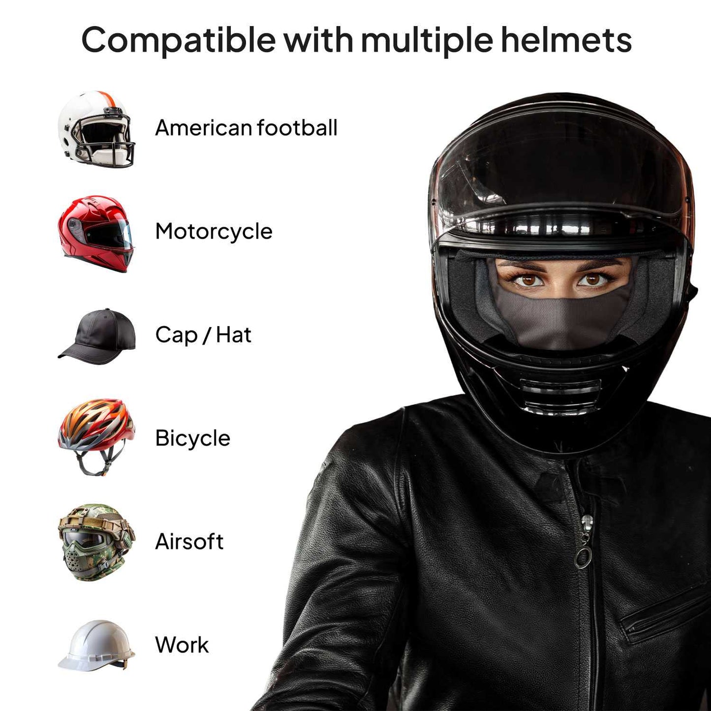 Máscara Pasamontañas 6 en 1 color Gris oscuro para Motocicleta, Ciclismo, Esquí, Senderismo, Máscara, Braga, Gorro