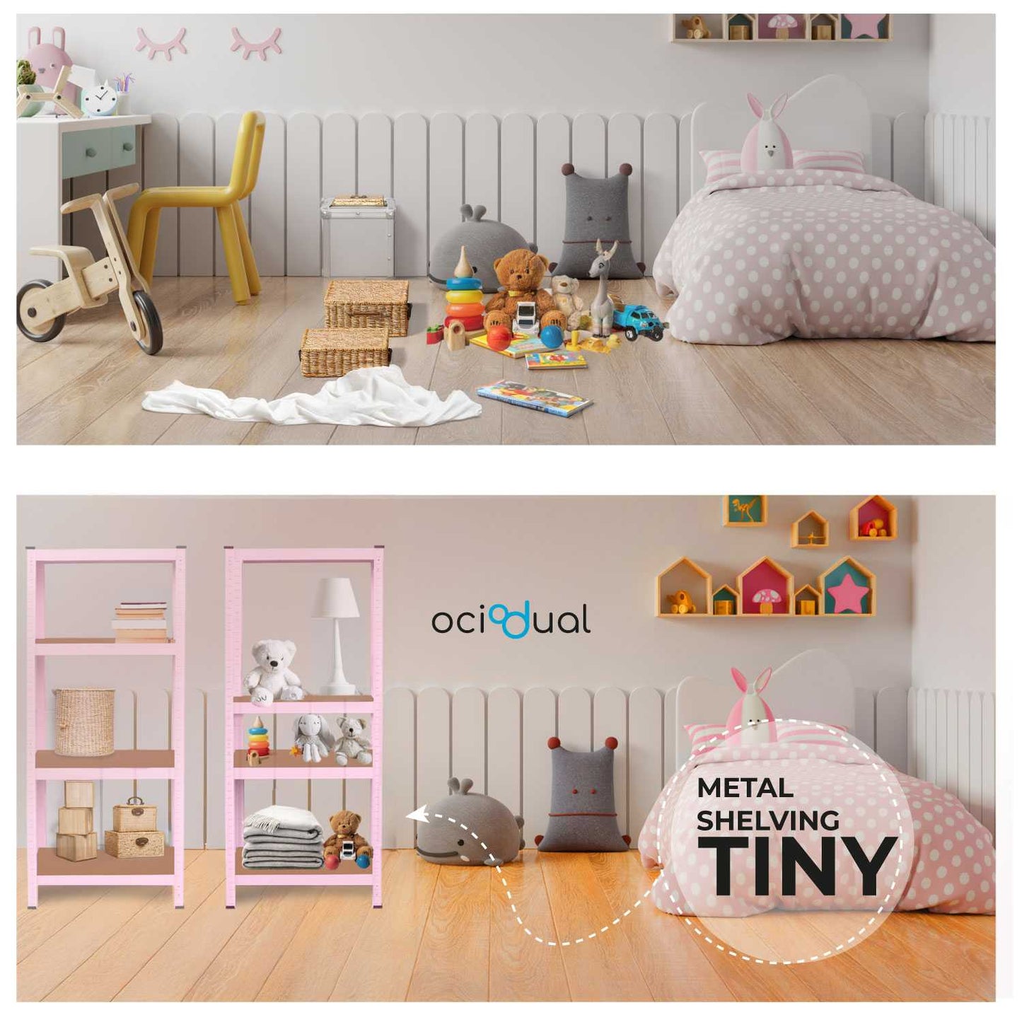 Estanteria Metalica Tiny Rosa, Estante Ideal para Hogar, Estanterias Trastero, Muebles, Oficina, Estanterias Almacenaje