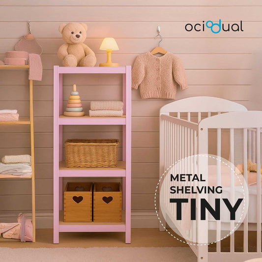 OcioDual Estanteria Metalica Rosa Tiny, Estanteria Almacenaje Trastero, 150x60x30cm, Estante Cocina, Estanterias Almacenaje