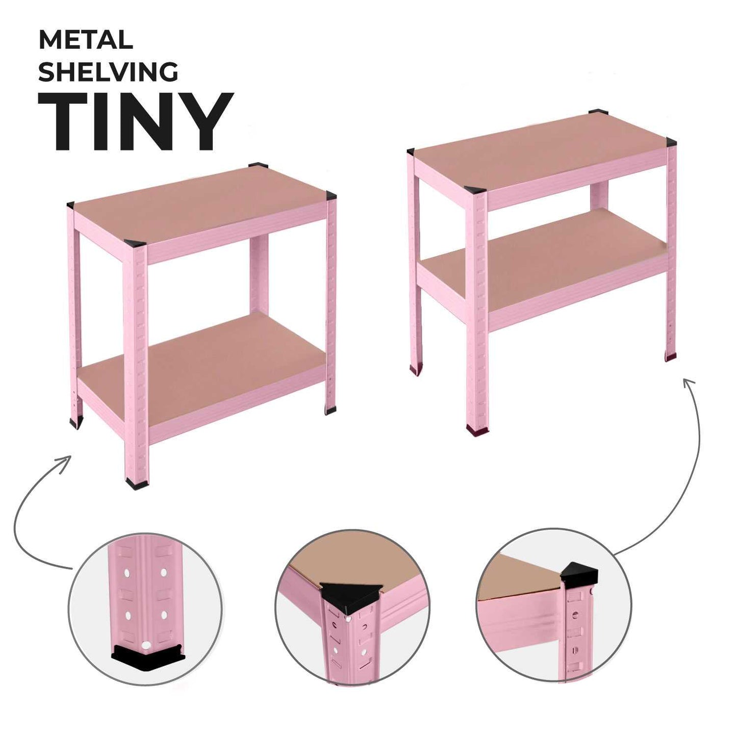 OcioDual Estanteria Metalica Rosa Tiny, Estanteria Almacenaje Trastero, 150x60x30cm, Estante Cocina, Estanterias Almacenaje