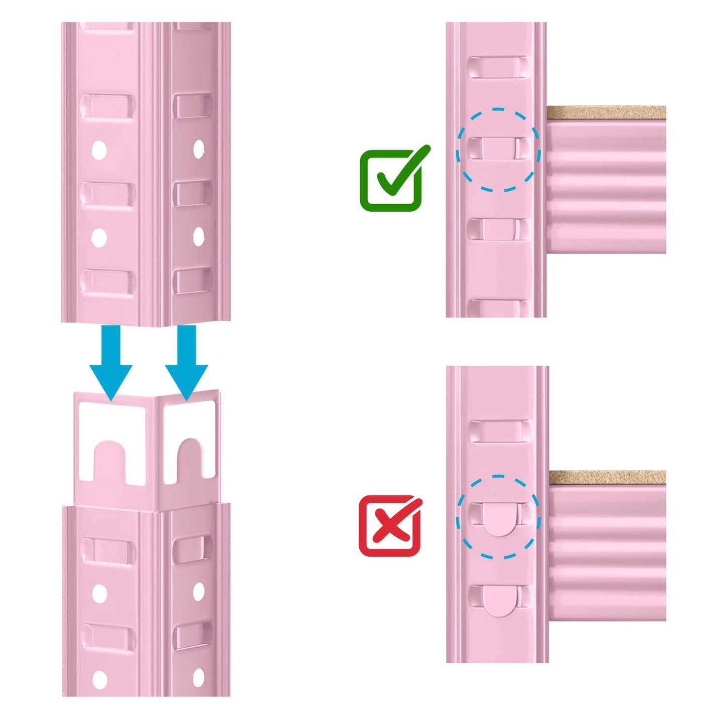 OcioDual Estanteria Metalica Rosa Tiny, Estanteria Almacenaje Trastero, 150x60x30cm, Estante Cocina, Estanterias Almacenaje