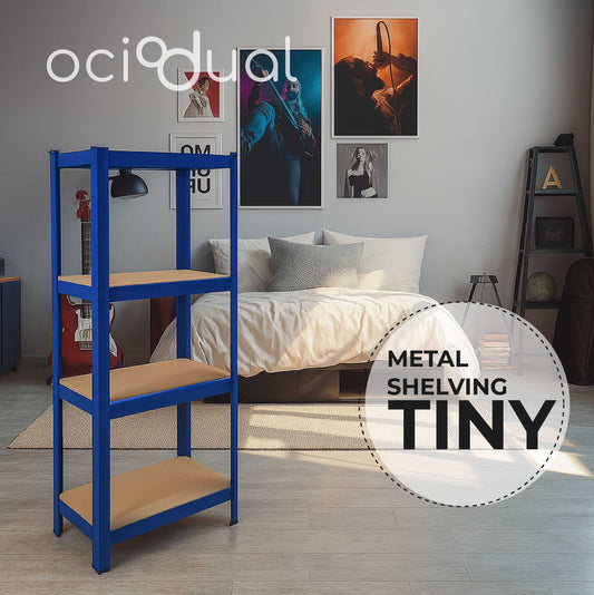 OcioDual Estanteria Metalica Azul Tiny, Estanteria Almacenaje Trastero, 150x60x30cm, Estante Cocina, Estanterias Almacenaje
