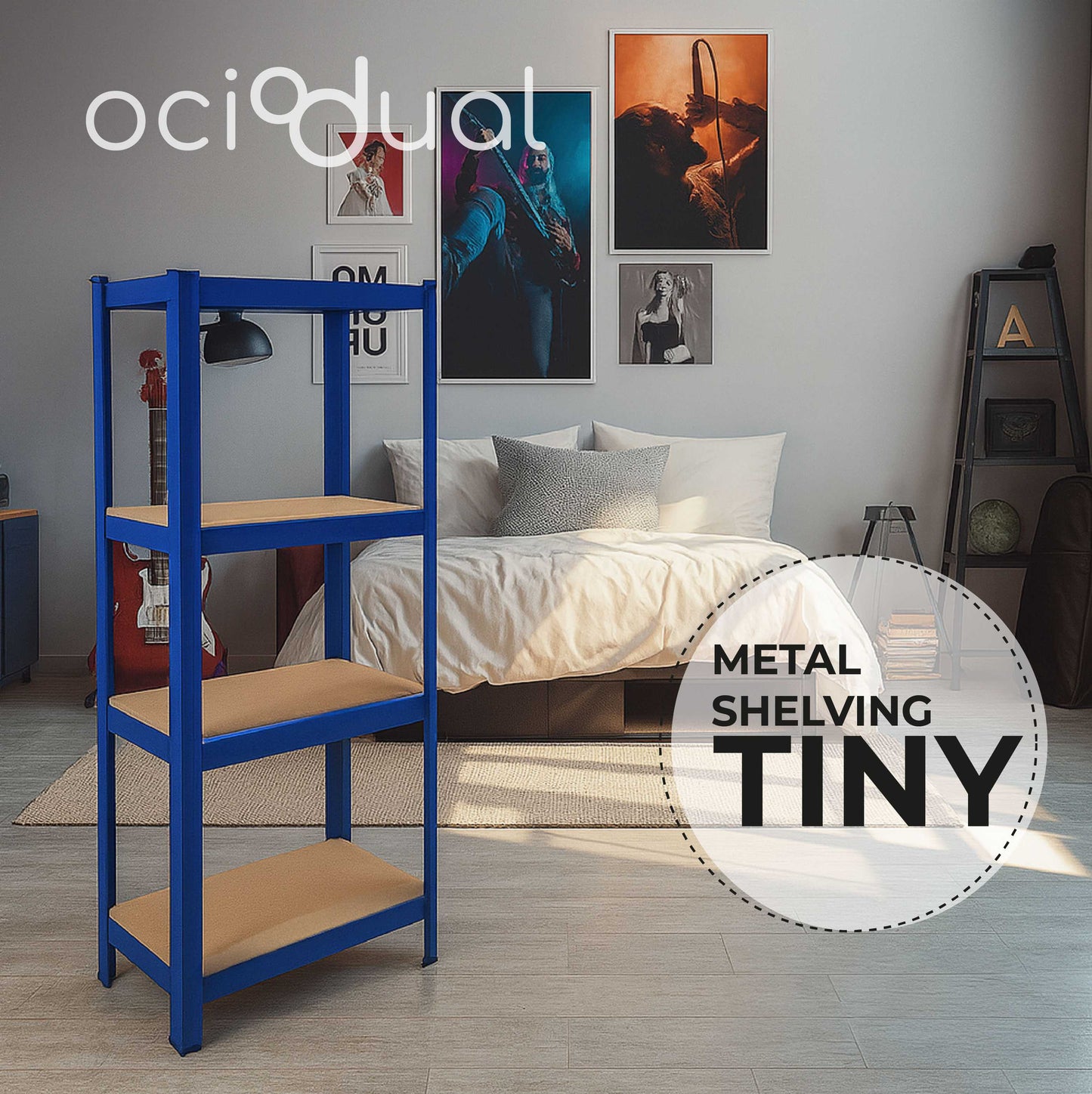 Estanteria Metalica Tiny Azul, Estante Ideal para Hogar, Estanterias Trastero, Muebles, Oficina, Estanterias Almacenaje