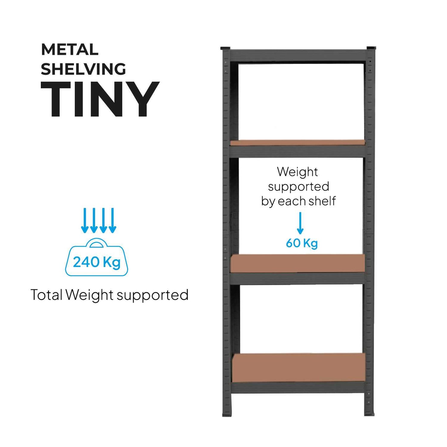 Estanteria Metalica Tiny Gris, Estante Ideal para Hogar, Estanterias Trastero, Muebles, Oficina, Estanterias Almacenaje