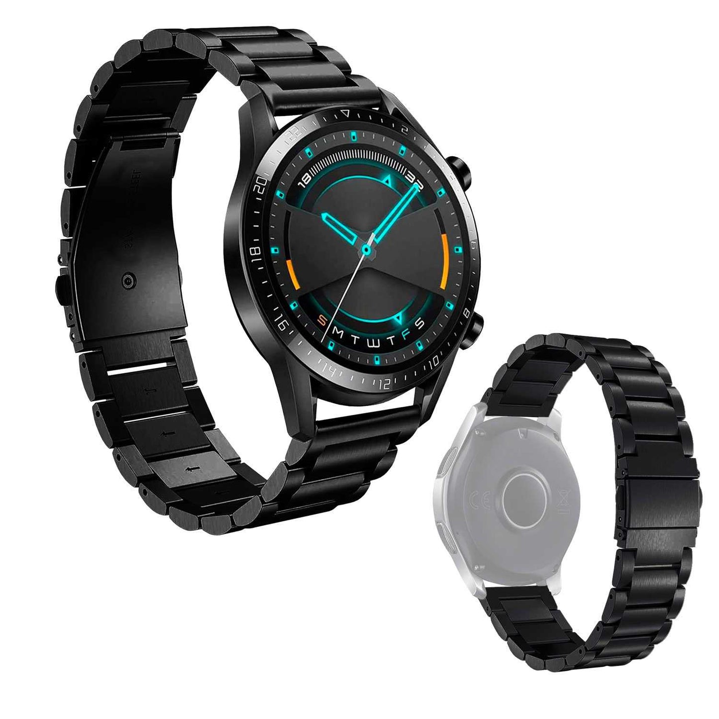 Correa Reloj Correa Metálica Acero Inoxidable Color Negro 24mm Correa Reloj Inteligente Reloj Hombre Smartwatch Mujer
