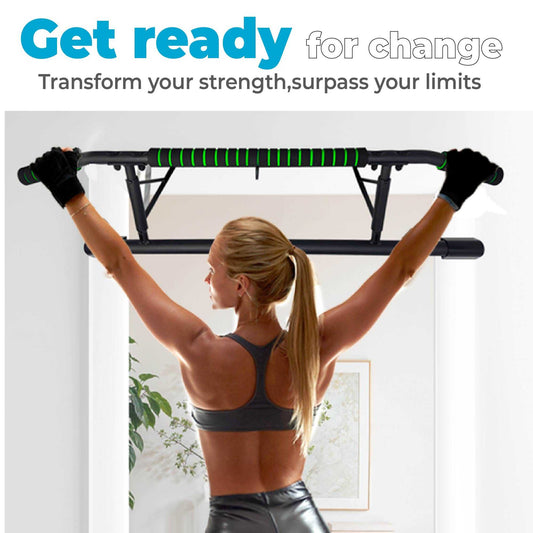 OcioDual Barra de Dominadas Puerta sin Tornillos + Correas de Entrenamiento en Suspensión, Pull Up Bar Door, Ejercicio en Casa