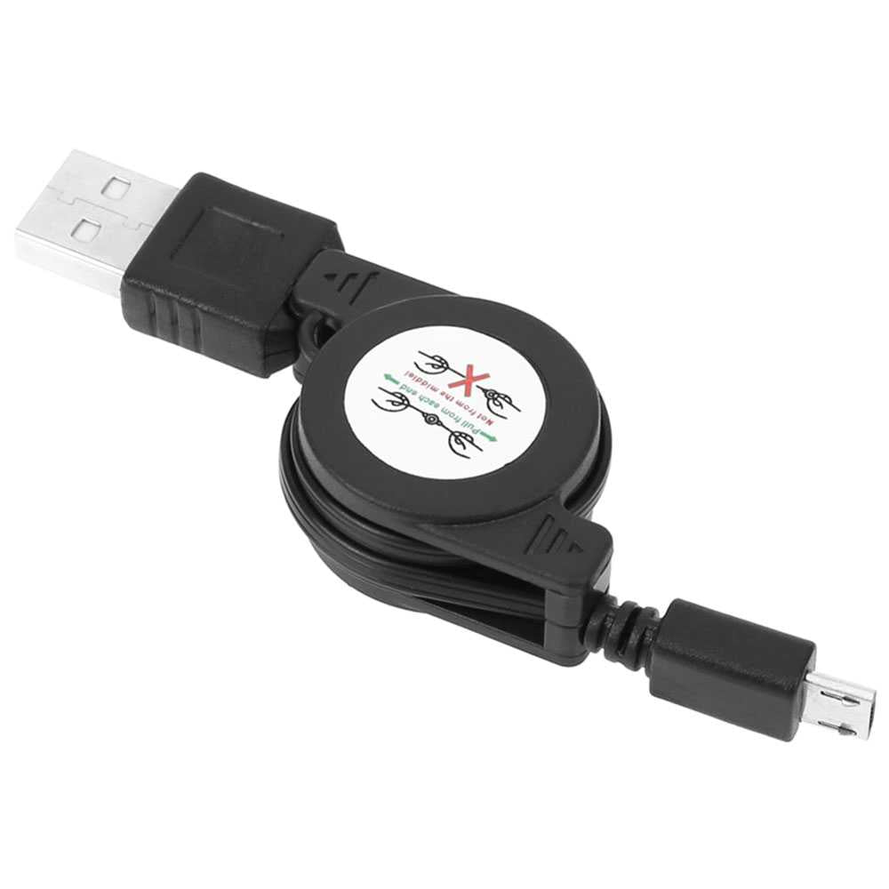 Cable Cargador Retractil Auto Plegable Enrollable Extensible Micro USB Negro