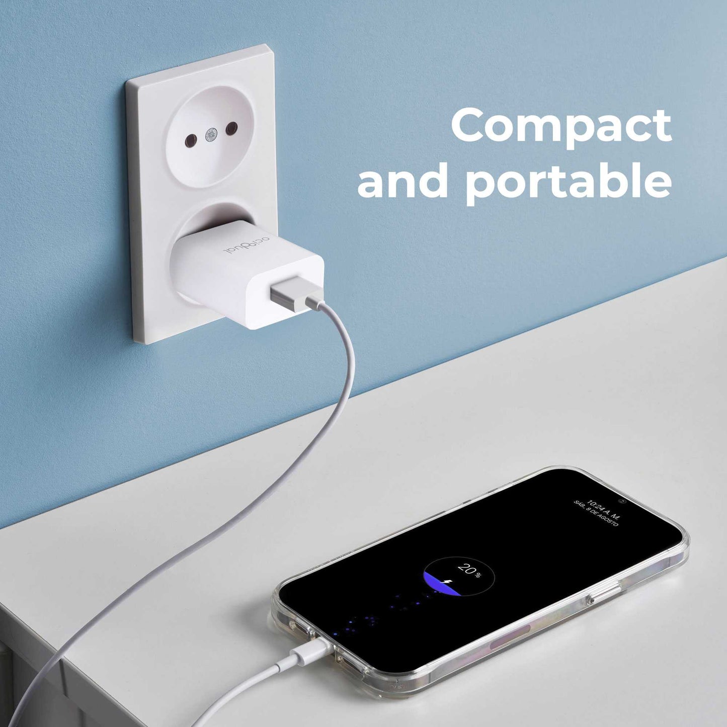 Cargador de Pared ST660, Blanco, 1x USB, 2A, 10W, para Smartphones, Adaptador de Red 2 Pines, EU