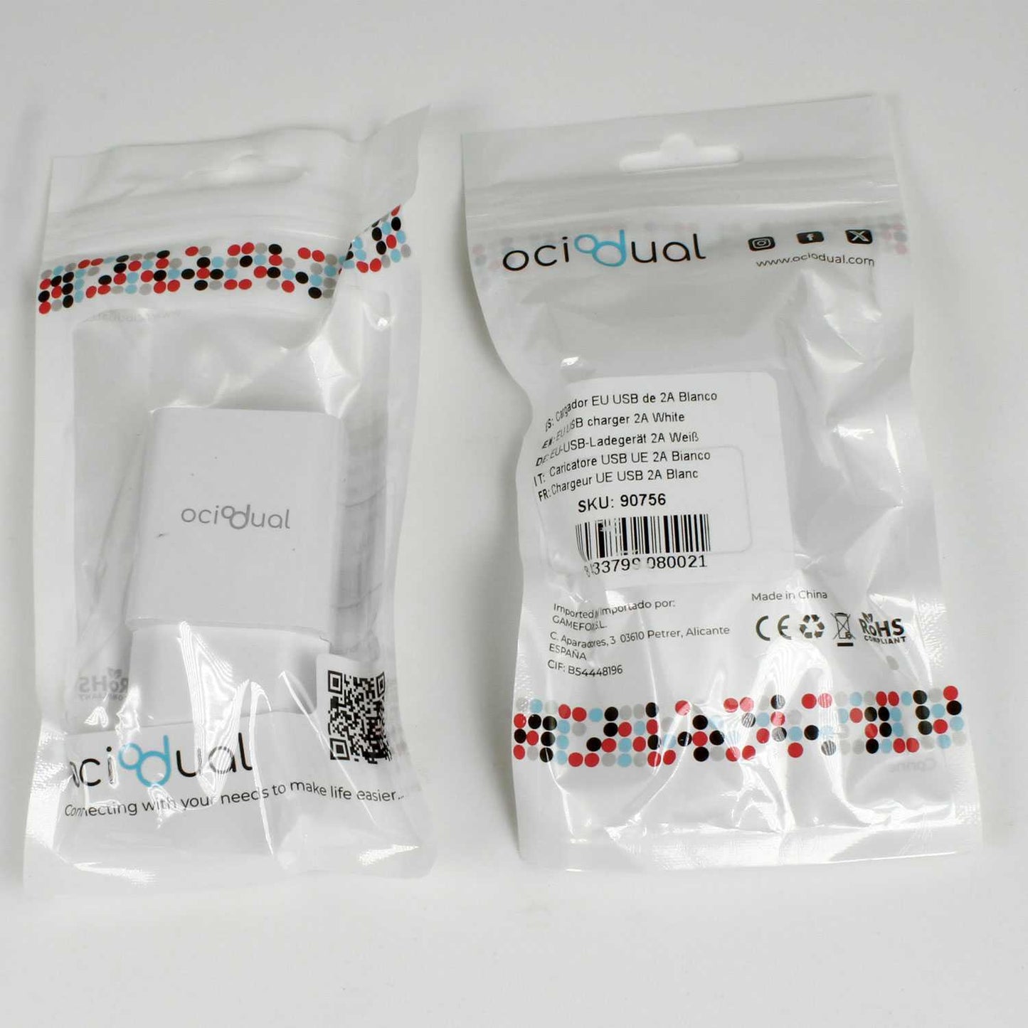 Cargador de Pared ST660, Blanco, 1x USB, 2A, 10W, para Smartphones, Adaptador de Red 2 Pines, EU