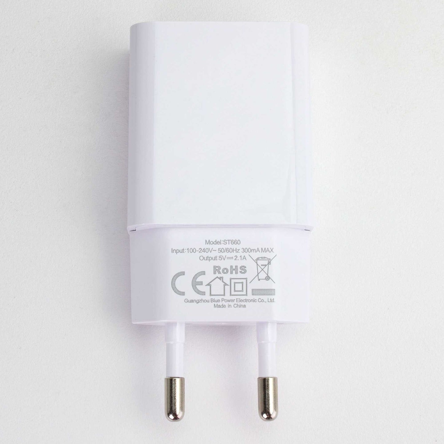Cargador de Pared ST660, Blanco, 1x USB, 2A, 10W, para Smartphones, Adaptador de Red 2 Pines, EU