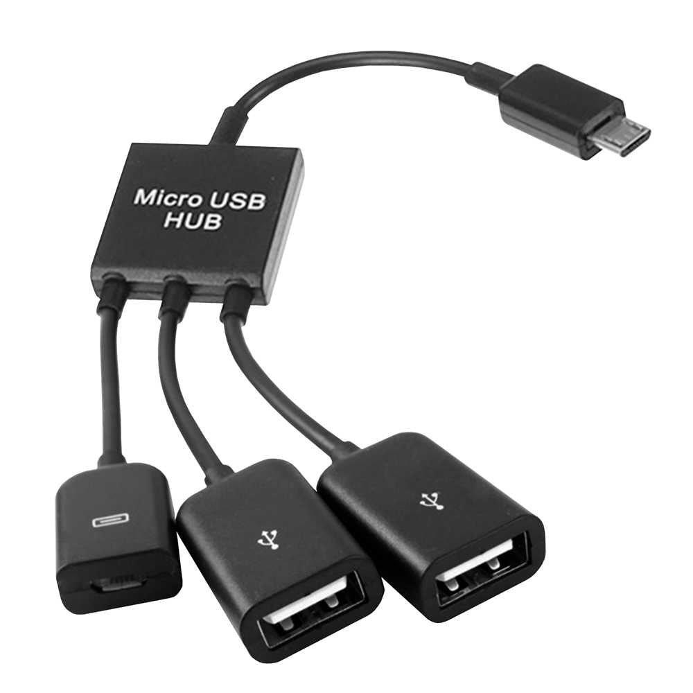 Cable Adaptador Host OTG Micro USB Macho a USB Hembra Doble HUB Negro para Teléfonos Móviles Smartphones Tablets