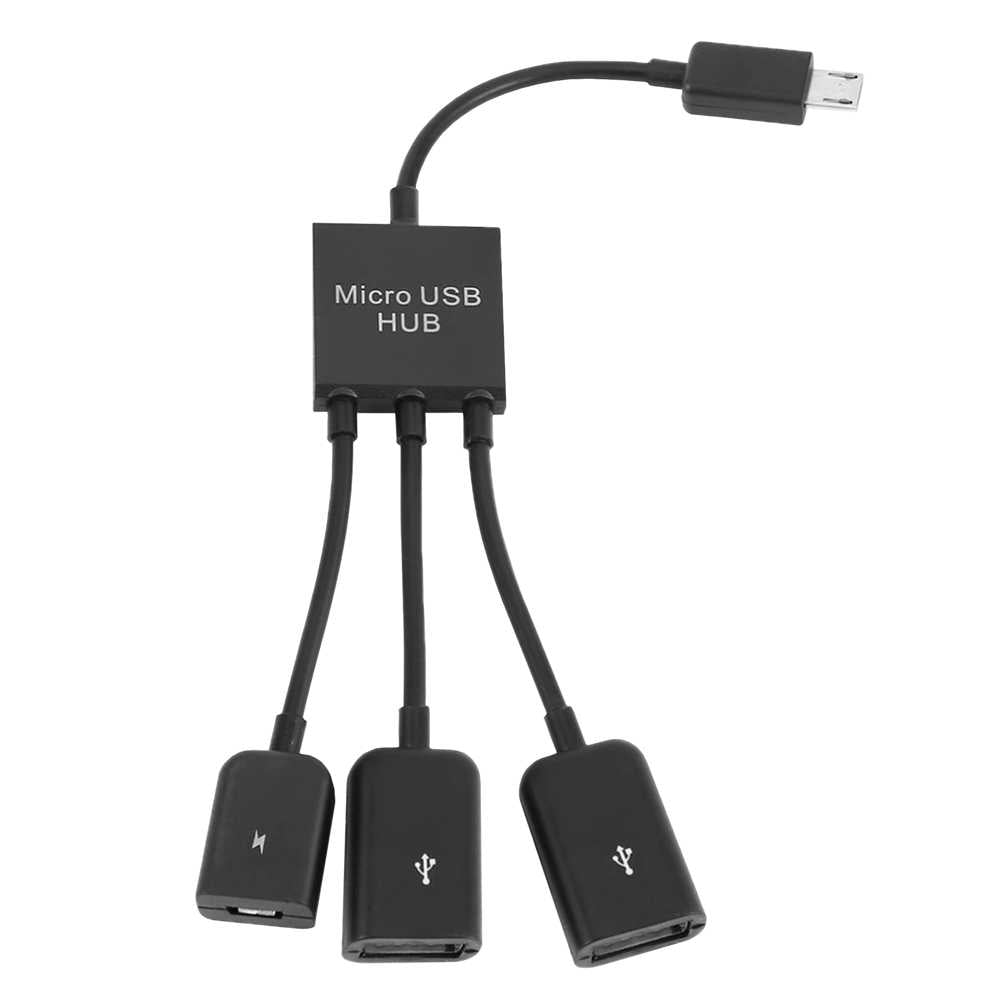 Cable Adaptador Host OTG Micro USB Macho a USB Hembra Doble HUB Negro para Teléfonos Móviles Smartphones Tablets