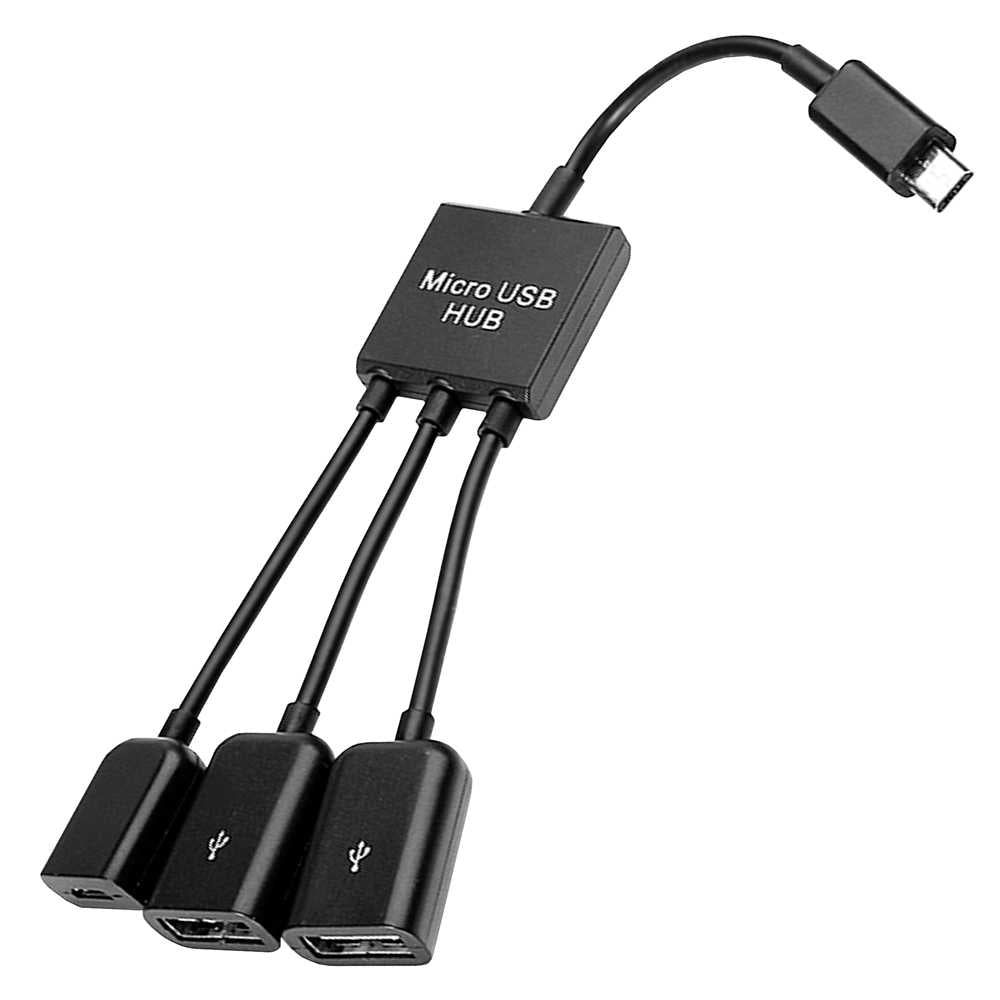 Cable Adaptador Host OTG Micro USB Macho a USB Hembra Doble HUB Negro para Teléfonos Móviles Smartphones Tablets