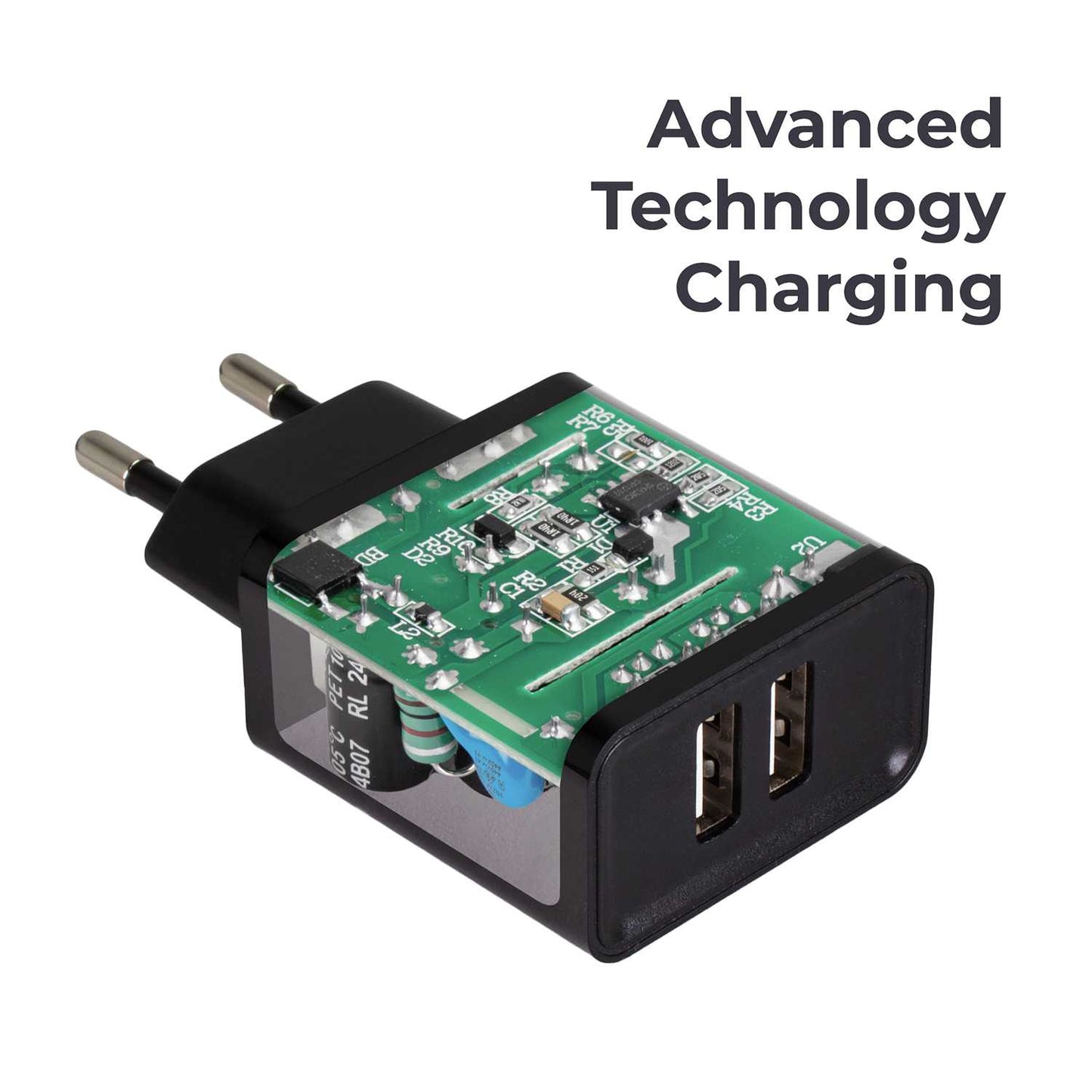 Cargador de Pared EU, 2 Puertos USB de 5v, 2.1A, 10W, Cargador para Smartphones, Adaptador de Corriente para Enchufe USB, Carga