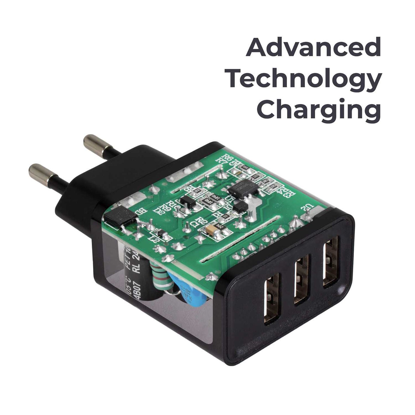 Cargador de Pared EU, 3 Puertos USB de 5v, 2.4A, 10W, Cargador para Smartphones, Adaptador de Corriente para Enchufe USB, Carga