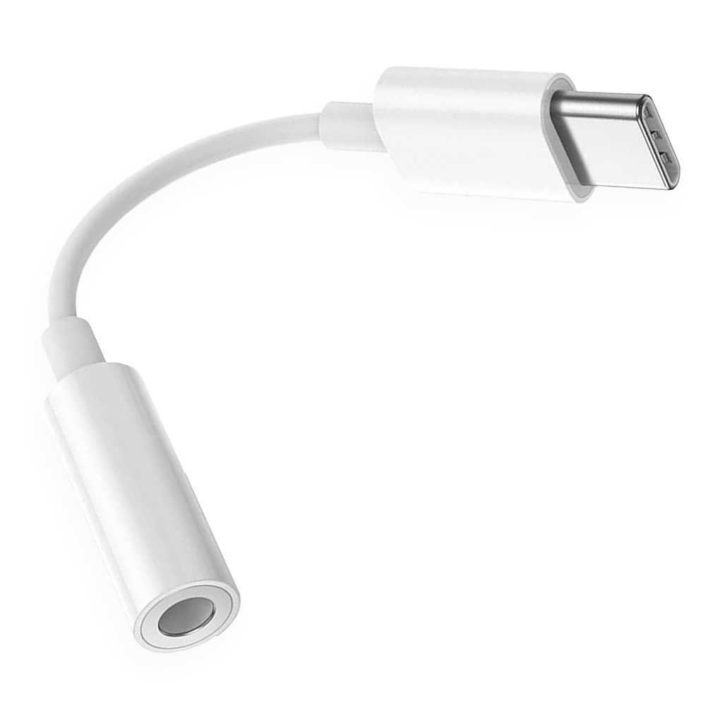 Adaptador de Conector USB Tipo C Macho a Jack 3.5mm TRRS OMTP Hembra Blanco Mini Cable Conversor Audio Sonido Estéreo