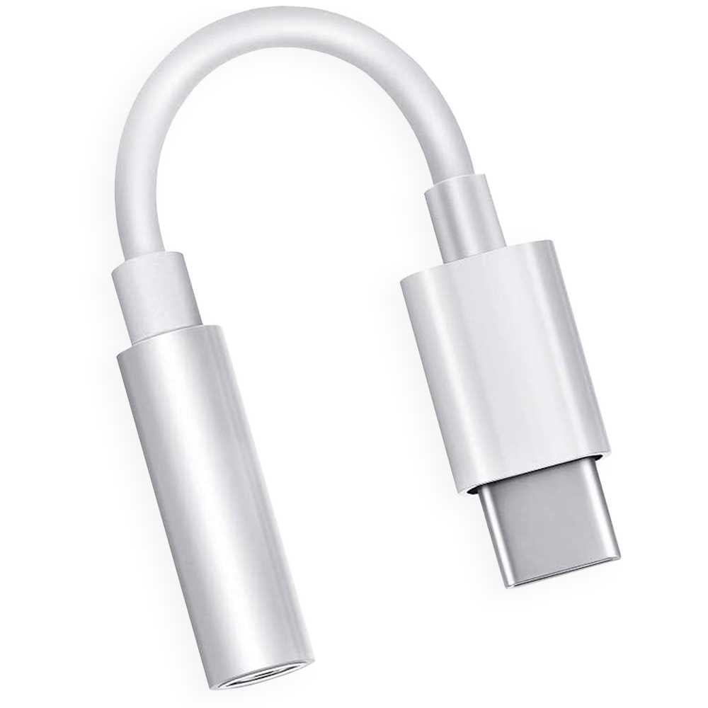 Adaptador de Conector USB Tipo C Macho a Jack 3.5mm TRRS OMTP Hembra Blanco Mini Cable Conversor Audio Sonido Estéreo