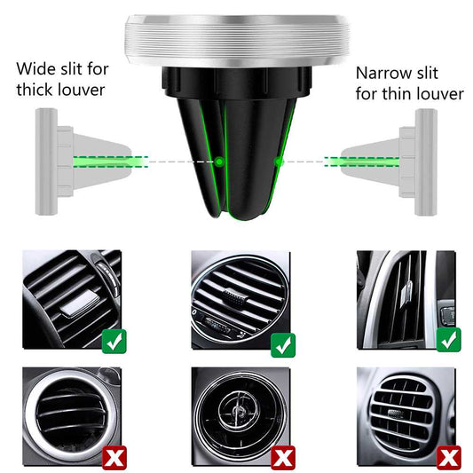 Soporte Magnetico para Rejilla de Coche con Iman Potente Telefono GPS Plata
