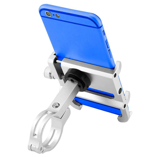 Soporte Manillar de Bicicleta Motocicleta MTB para Telefono Movil Metalico Plata