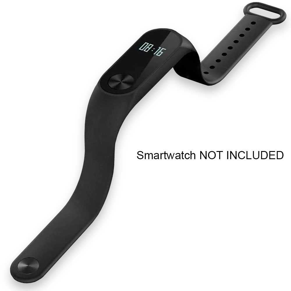 Correa de Repuesto Compatible con Xiaomi Mi Smart Band 2 Negra Recambio Silicona Suave Flexible Pulsera Brazalete