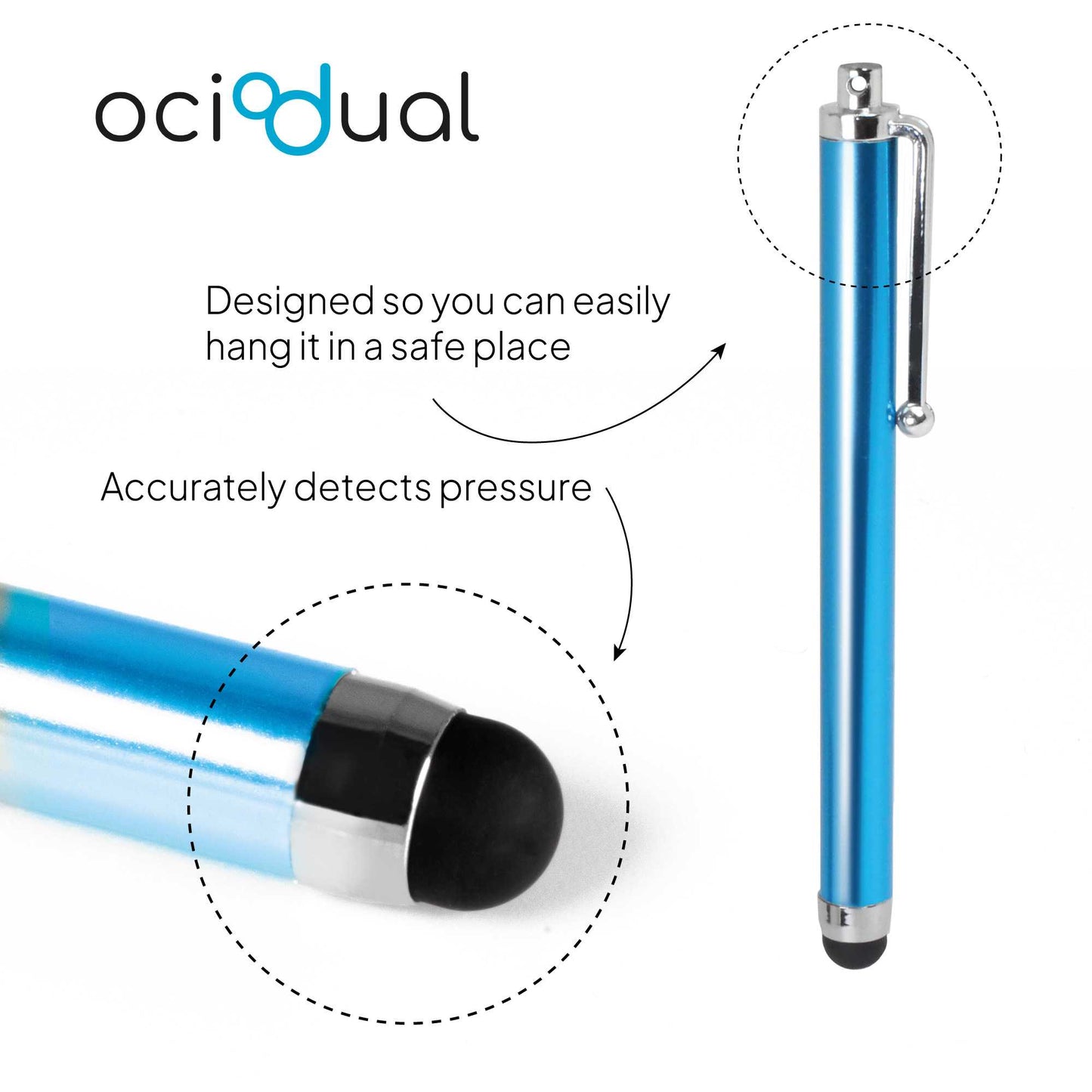 Lápiz para Pantalla Táctil, Lápiz Capacitivo Azul Claro para Tablet/iPad/iPhone/Smartphone/Android/IOS, Bolígrafo Táctil