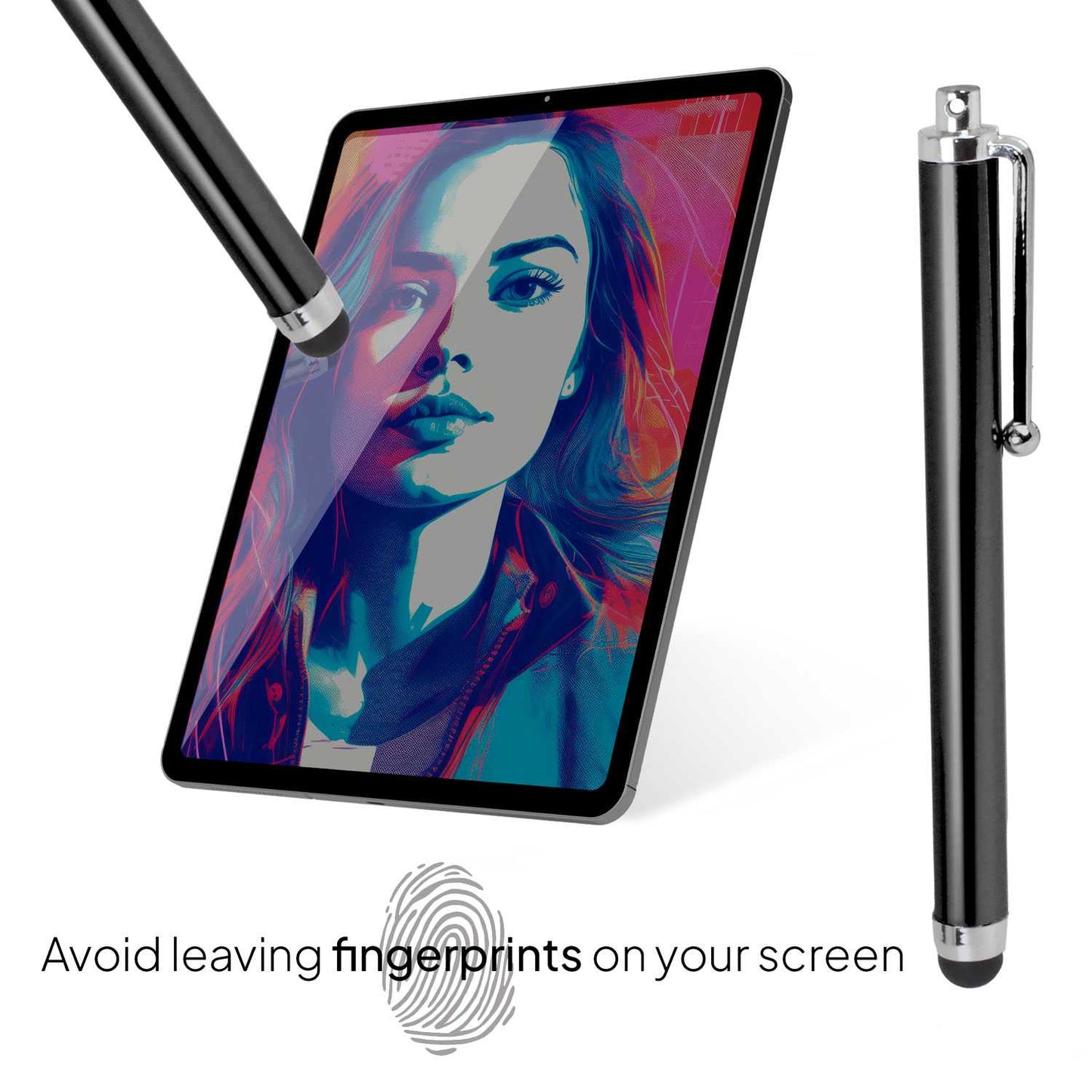 Lápiz para Pantalla Táctil, Lápiz Capacitivo Negro para Tablet/iPad/iPhone/Smartphone/Android/IOS, Bolígrafo Táctil