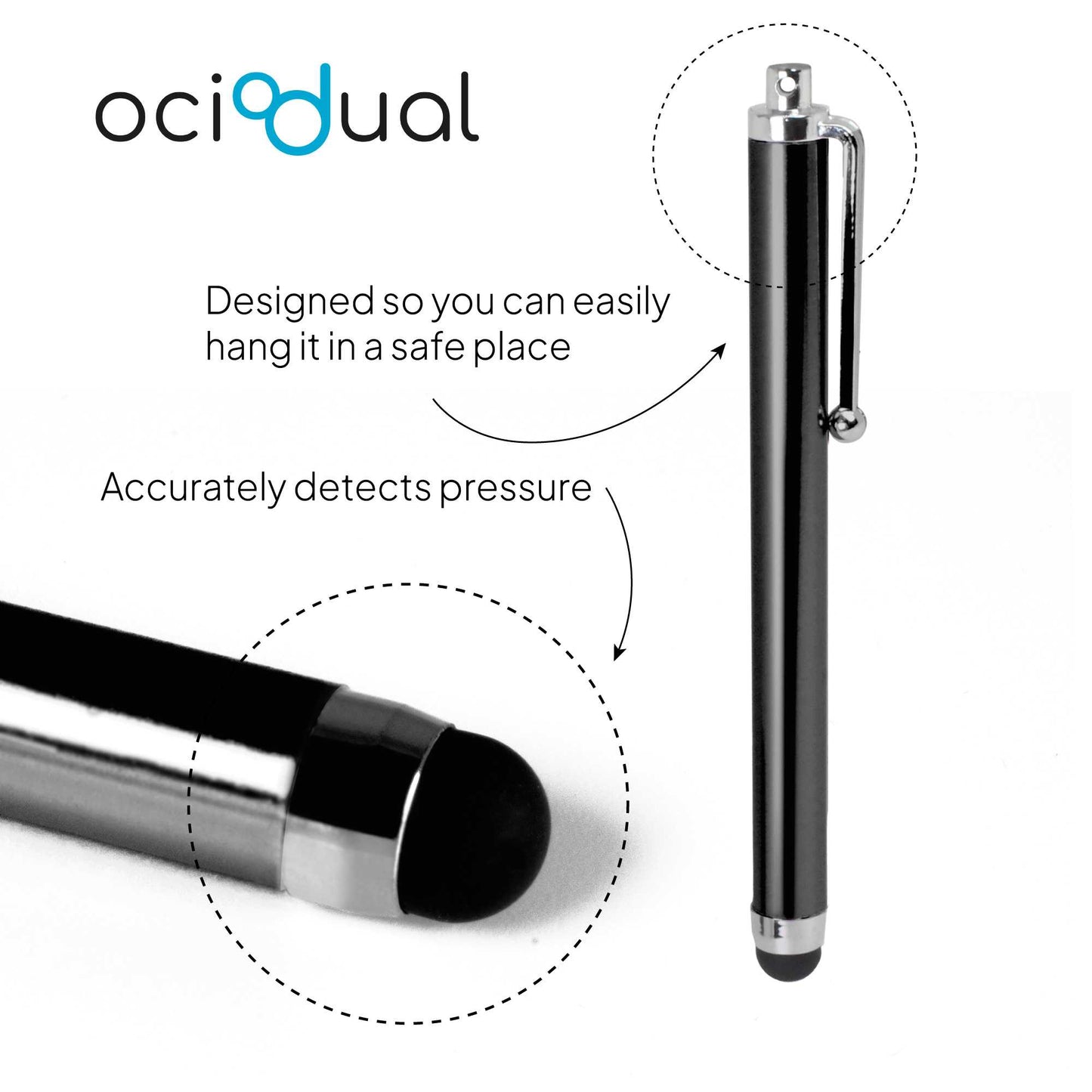 Lápiz para Pantalla Táctil, Lápiz Capacitivo Negro para Tablet/iPad/iPhone/Smartphone/Android/IOS, Bolígrafo Táctil