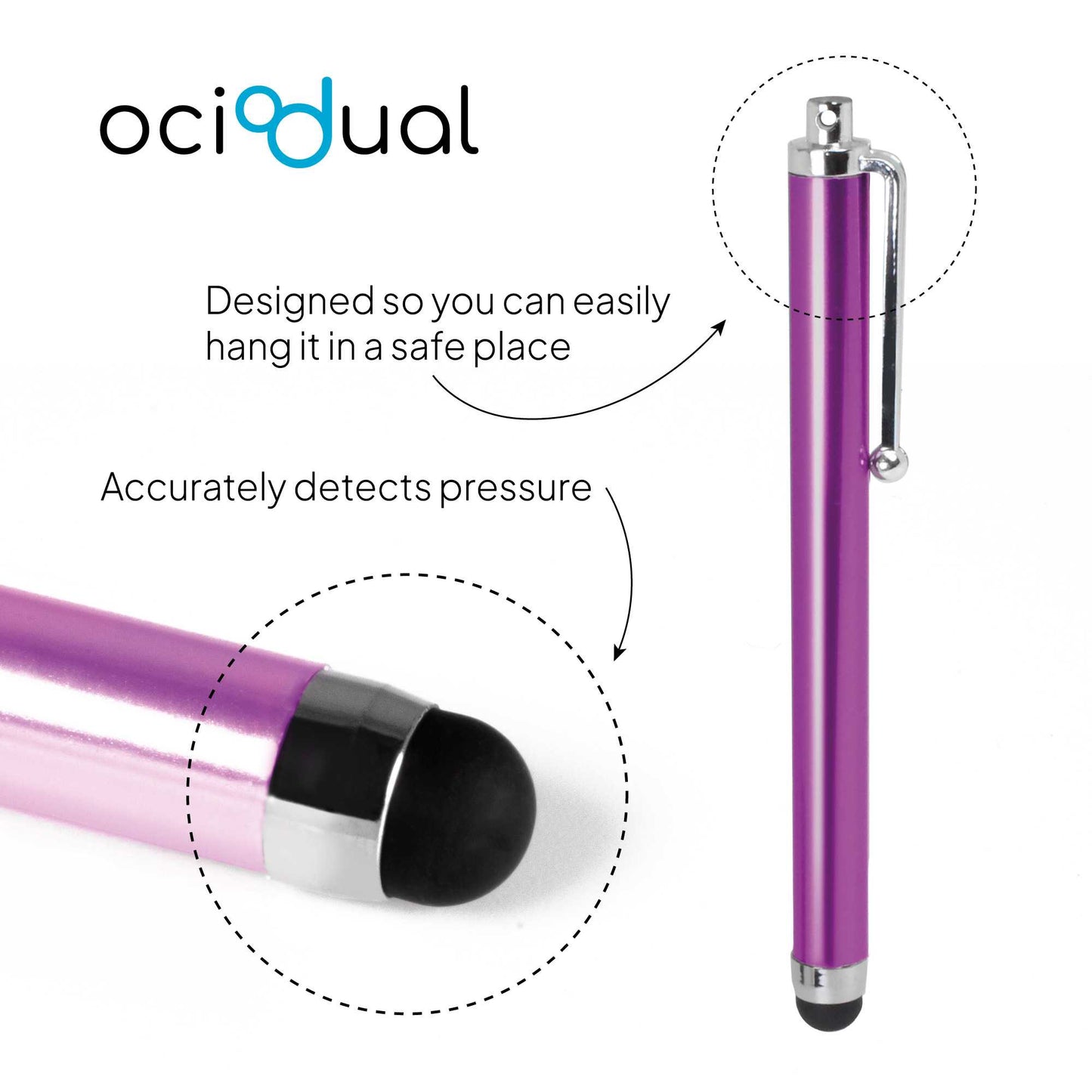 Lápiz para Pantalla Táctil, Lápiz Capacitivo Morado para Tablet/iPad/iPhone/Smartphone/Android/IOS, Bolígrafo Táctil