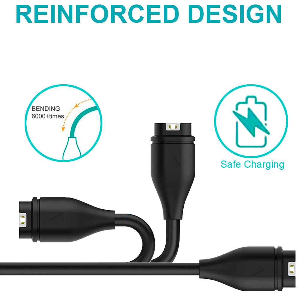 Cable de Carga y Datos USB Negro Compatible con Garmn Foreruner 935 D2 Charlie Instinct Approach S60/X10/S10 Fnx 5/5S/5X