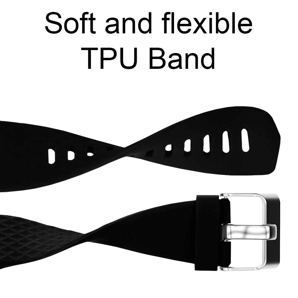 Recambio Correa de Silicona TPU Ajustable Compatible con Fit bit Charge 2 Tamaño L Negra