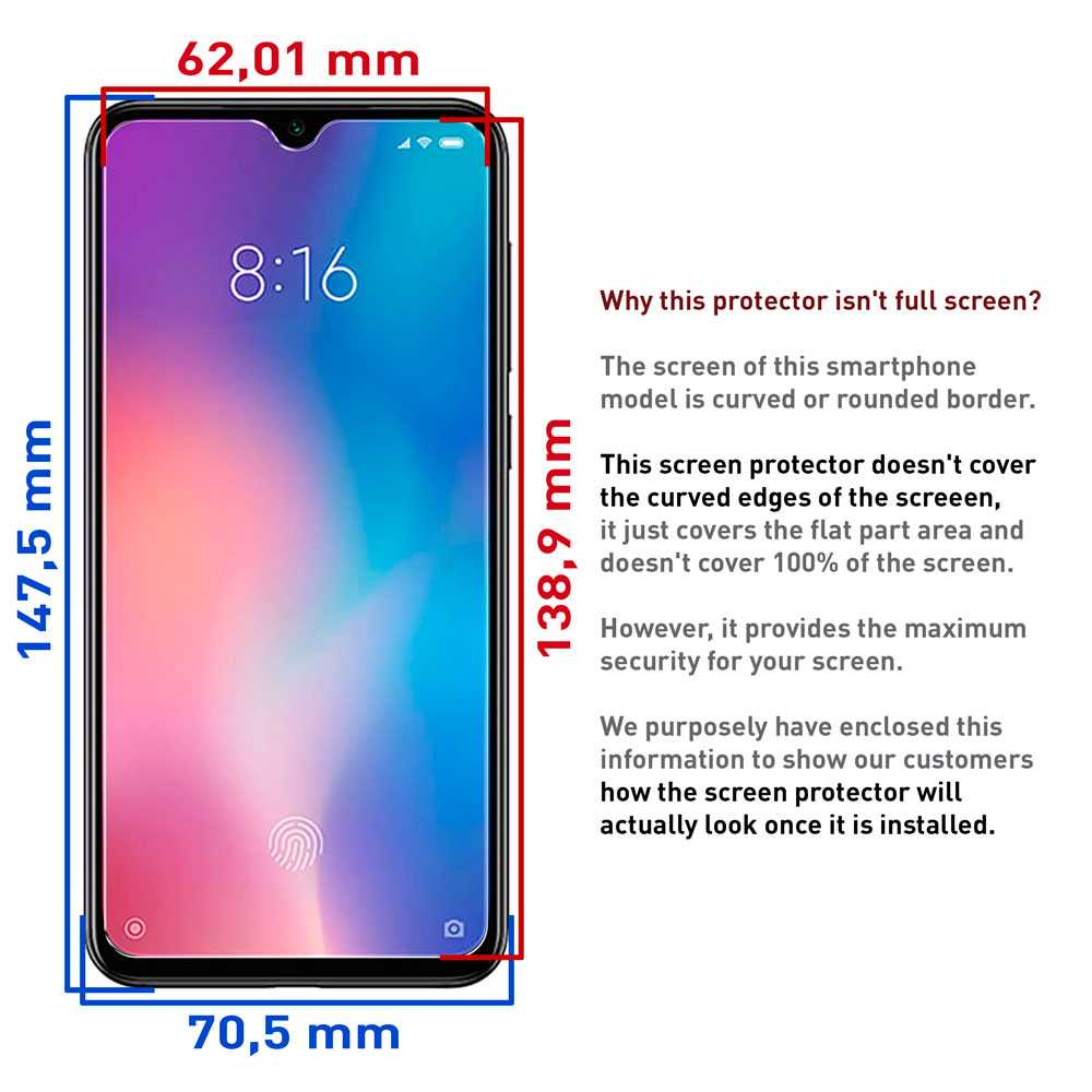 Protector de Pantalla para Xiaomi Mi9 SE Cristal Templado Premium 0,3mm 9H 2.5D