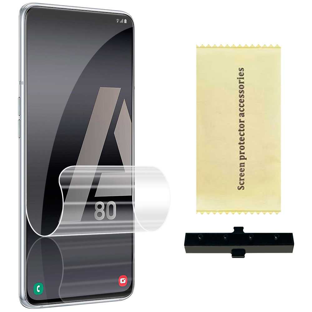 Protector Completo de Pantalla Hidrogel Compatible con Samsung Galaxy A80 Lámina Película Protectora Antihuellas