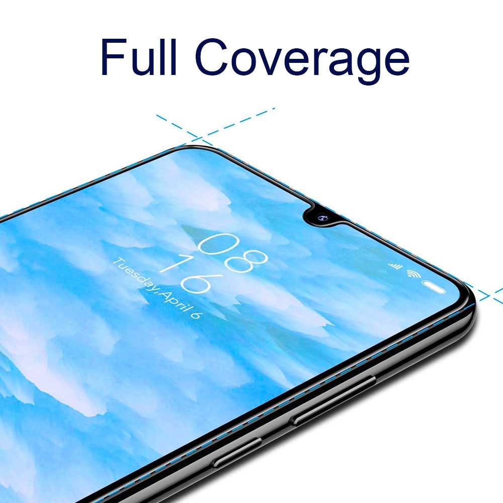 Protector de Pantalla para Xiaomi Mi A3 Cristal Templado 9H 2.5D Vidrio Anti Golpes Arañazos Marco Borde Negro