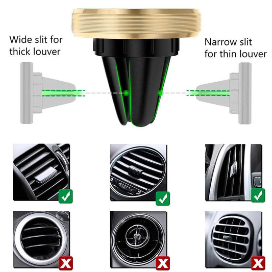 Mini Soporte Magnético para Rejilla de Coche Vehículo Ventilación Universal con Imán Potente Teléfono GPS color Oro