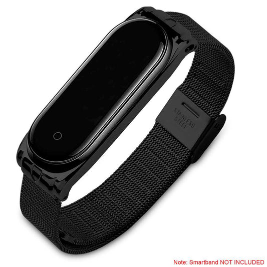 Correa Metálica Compatible con Xiaomi Mi Smart Band 3 4 Negra Pulsera de Recambio Repuesto Acero Inoxidable Brazalete