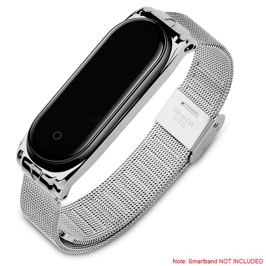 Correa Metálica Compatible con Xiaomi Mi Smart Band 3 4 Plata Pulsera de Recambio Repuesto Acero Inoxidable Brazalete