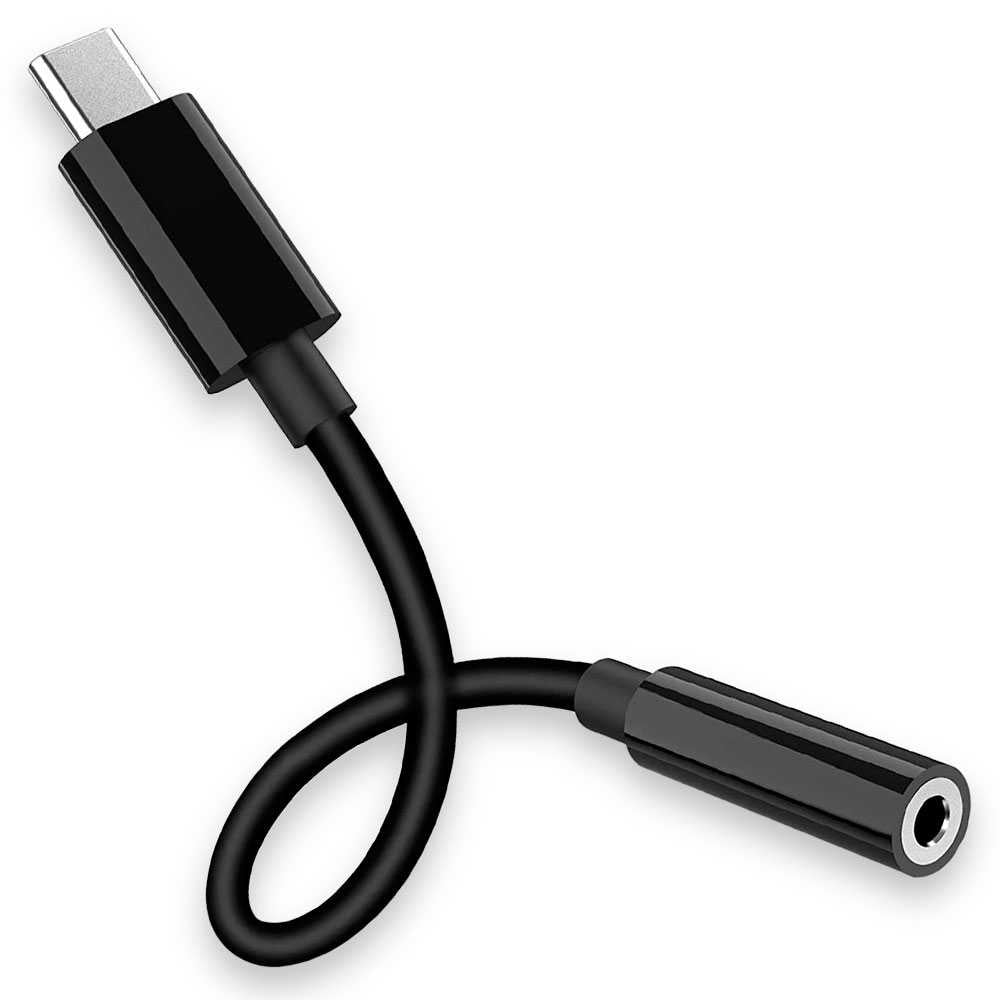Adaptador de Conector USB Tipo C Macho a Jack 3.5mm TRRS OMTP Hembra Negro Mini Cable Conversor Audio Sonido Estéreo
