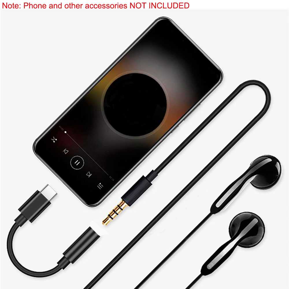 Adaptador de Conector USB Tipo C Macho a Jack 3.5mm TRRS OMTP Hembra Negro Mini Cable Conversor Audio Sonido Estéreo