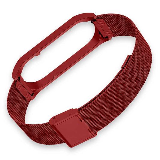 Correa Metálica Compatible con Xiaomi Mi Smart Band 5 6 Rojo Pulsera de Recambio Repuesto Acero Inoxidable Brazalete
