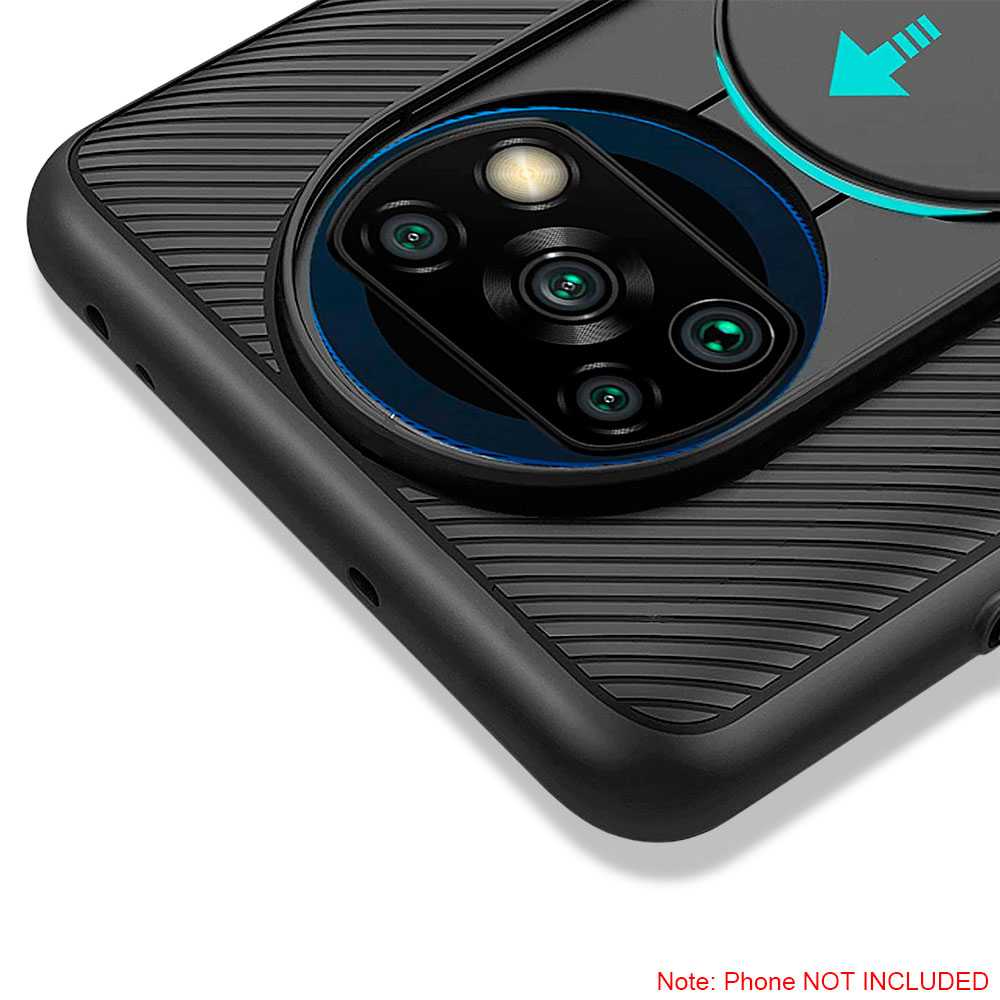 Funda Protectora Compatible con Xiaomi POCO X3/PRO/NFC Negra Carcasa Tapa Deslizante Bumper Protección para Cámara