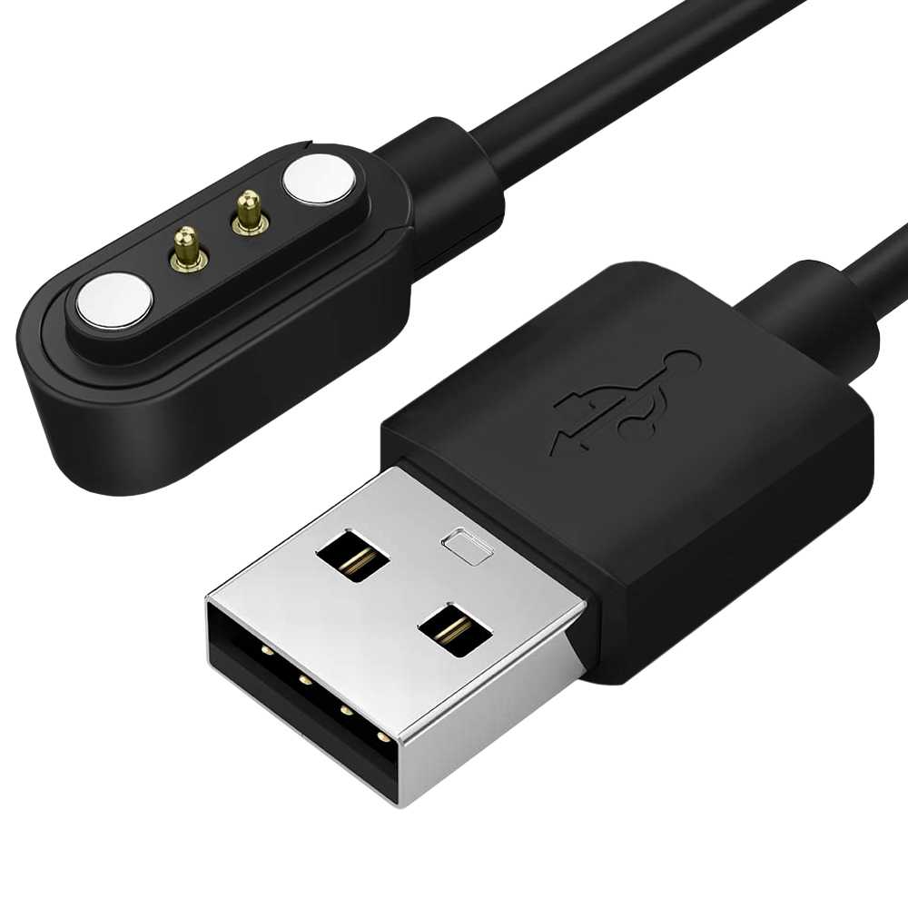 Cable de Carga USB 2.0 Compatible con Xiaomi Haylou LS01/LS02 Magnético Negro Recambio Smartwatch Reloj Inteligente