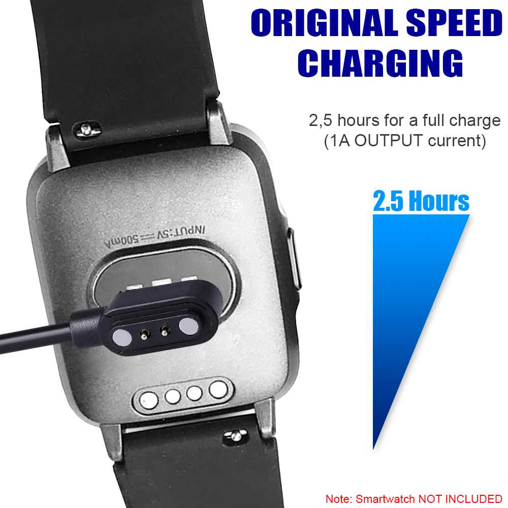 Cable de Carga USB 2.0 Compatible con Xiaomi Haylou LS01/LS02 Magnético Negro Recambio Smartwatch Reloj Inteligente