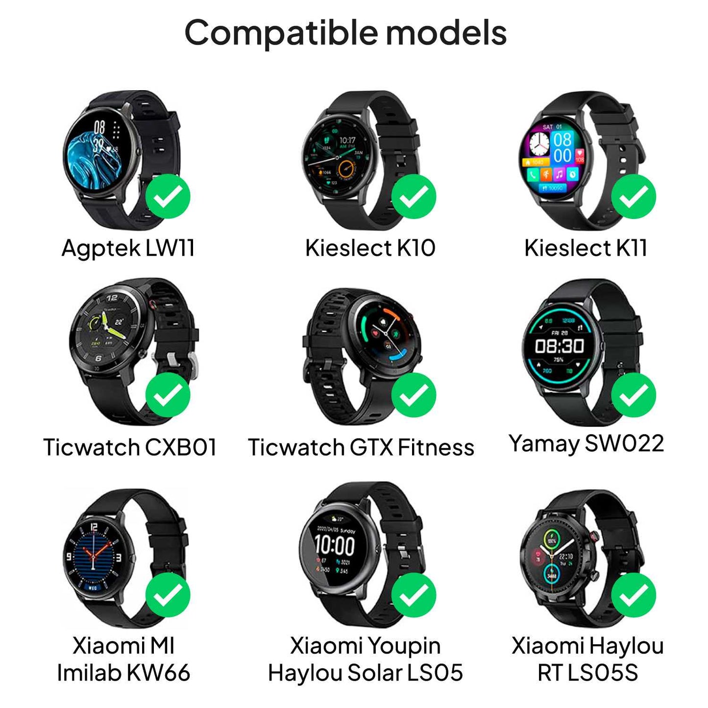 Cable de Carga Magnético USB 55cm Negro Compatible con Reloj Agptek LW11, Kieslect K10, Ticwatch CXB01, Yamay SW022, Xiaomi Mi Imilab KW66