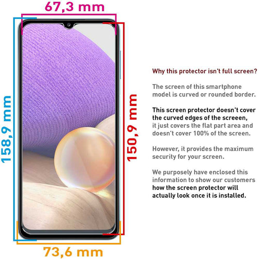 Protector de Pantalla Cristal Templado Premium Compatible con Samsung Galaxy A32 4G Vidrio Plano 9H Anti Golpes 2.5D