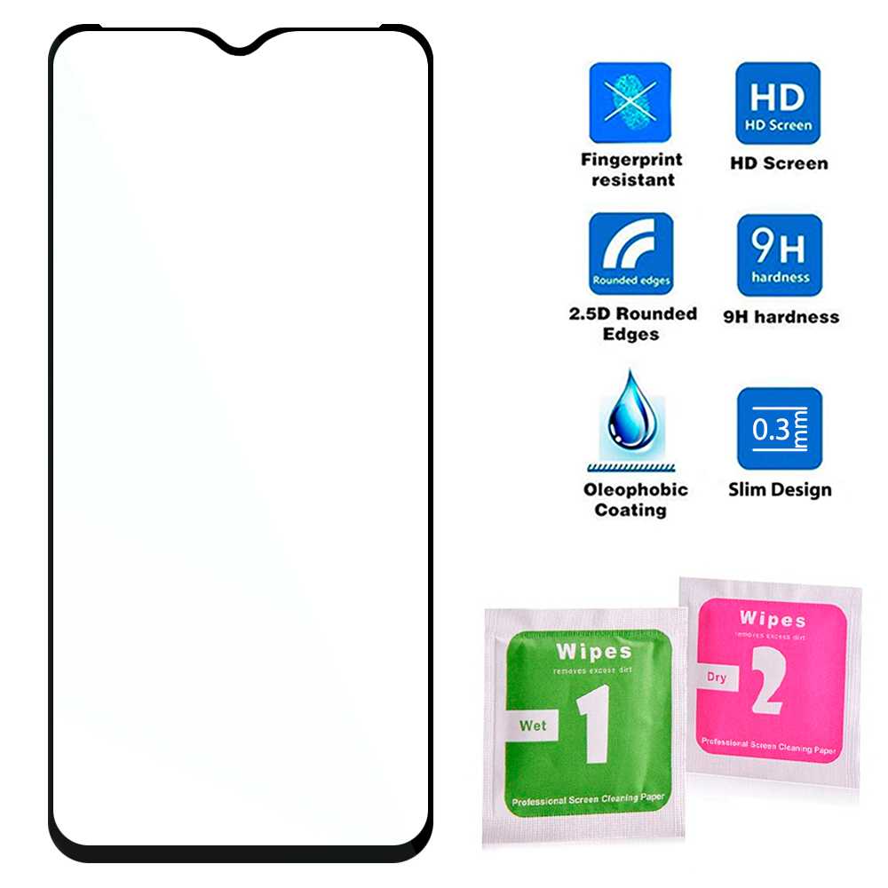 Protector de Pantalla Marco Negro Compatible con Xiaomi Redmi 9T/POCO M3 Cristal Templado 9H 9D Vidrio Antigolpes Borde