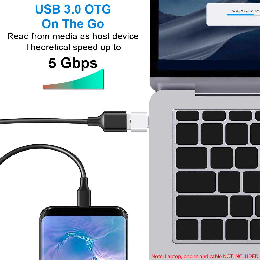 Adaptador OTG Conversor de USB 3.0 A Tipo C H/M Blanco Convertidor para Ordenador Portátil Teléfono Tablet Smartphone