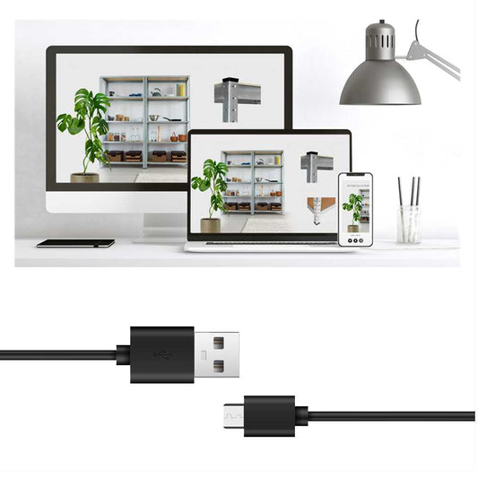 Cable de Carga Conector Micro USB B a USB Tipo A 2.0 Doble Macho Corto 18cm Negro para Telefonos Moviles Smartphones Tablets Cargador Latiguillo