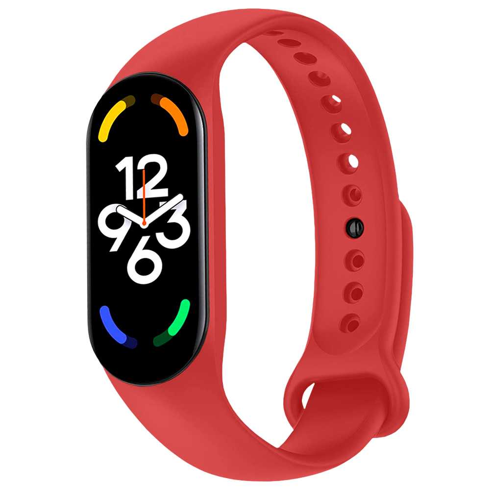 Pulsera de Recambio Silicona Suave Flexible Compatible con Xiao Mi Band 7 6 5 Amazfit Band 5 Roja Correa Repuesto Transpirable Goma